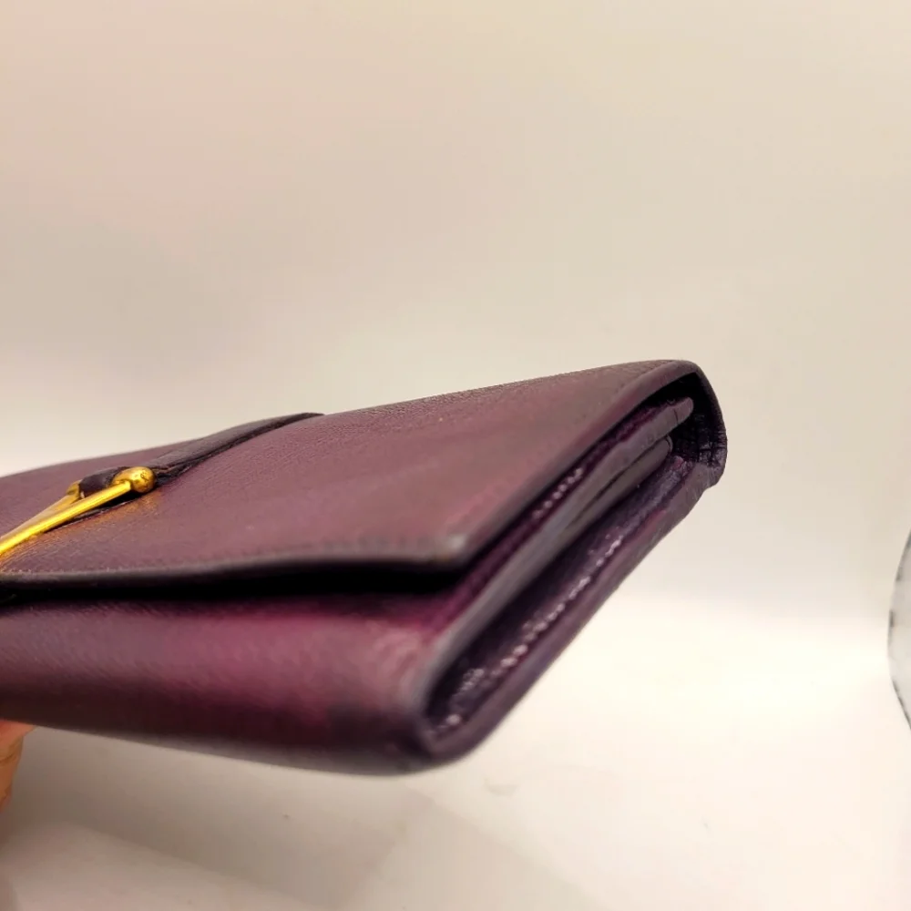 Yves Saint Laurent Leather Purple Wallet - Picture 5 of 6